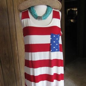 JMODE LADIES RED WHITE & BLUE STRIPED TANK DRESS